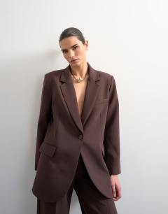 Co ord 2 button relaxed fit blazer in chocolate