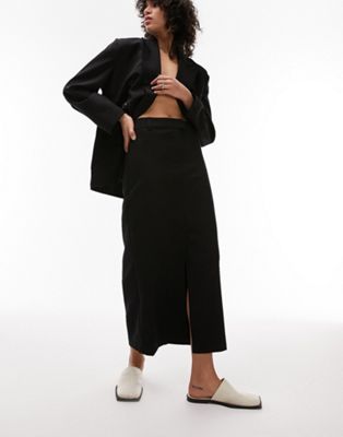 Topshop co-ord 90's midaxi tailored skirt in black