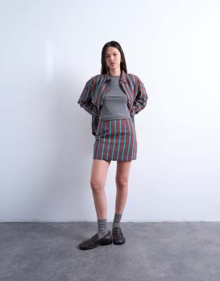 Topshop Women's Stripe Co-Ord A Line Mini Skirt In -Multi