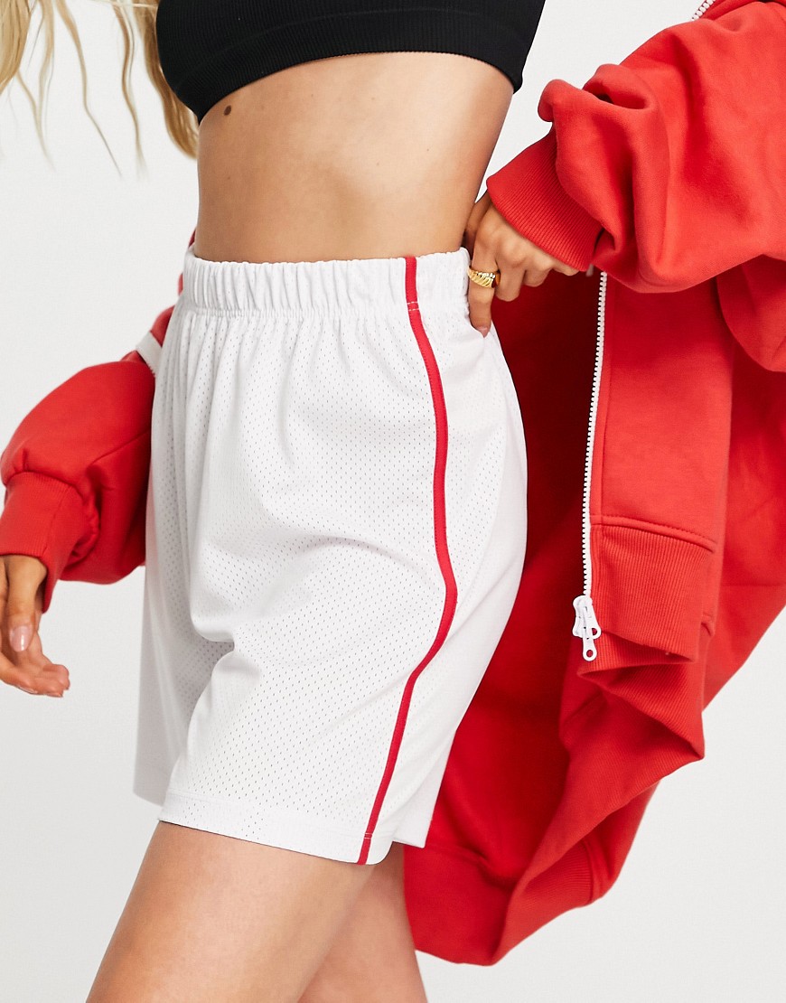 Topshop co-ord airtex runner short with contrast piping in white