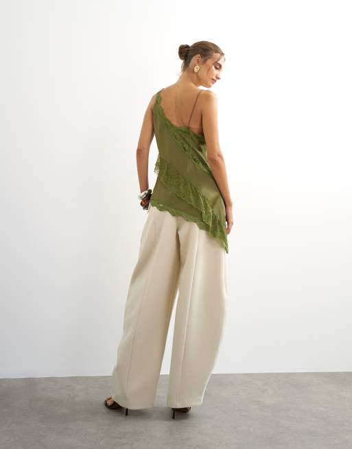 Topshop co-ord barrel leg broek in ecru, 2 van 5