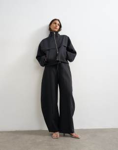 Co ord barrel leg trouser in black 