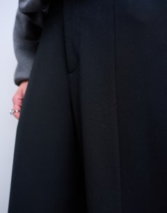 Model wearing Co ord barrel trouser in black