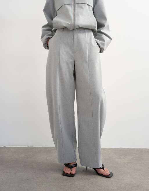 Topshop co ord barrel trouser in light grey, 2 of 5