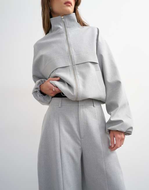 Topshop co ord barrel trouser in light grey, 5 of 5
