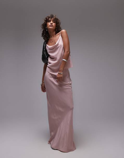Topshop co-ord bias maxi skirt in pink - view 1