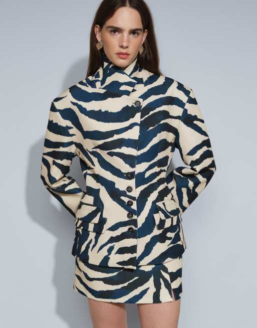 Topshop co-ord blazer med zebra-print og høj hals i zebra, 2 af 7