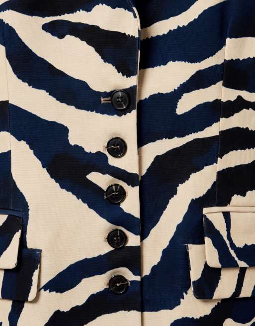Topshop Co-ord Blazer mit Zebramuster und hohem Kragen in Zebra, 7 von 7