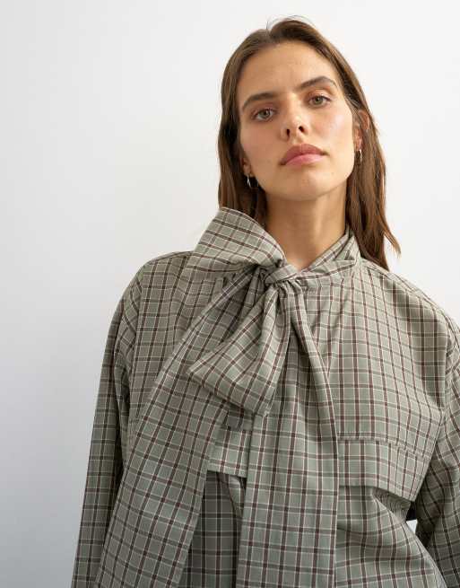 Topshop co-ord bomber with scarf detail in check, 3 of 4