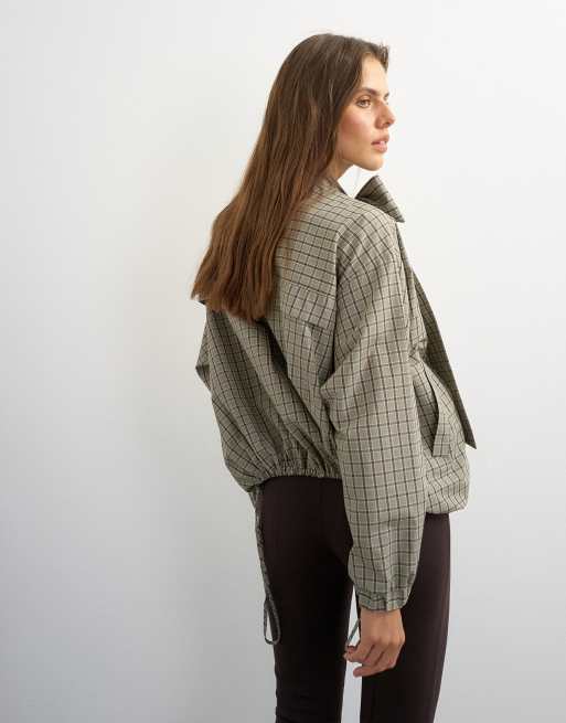 Topshop co-ord bomber with scarf detail in check, 4 of 4