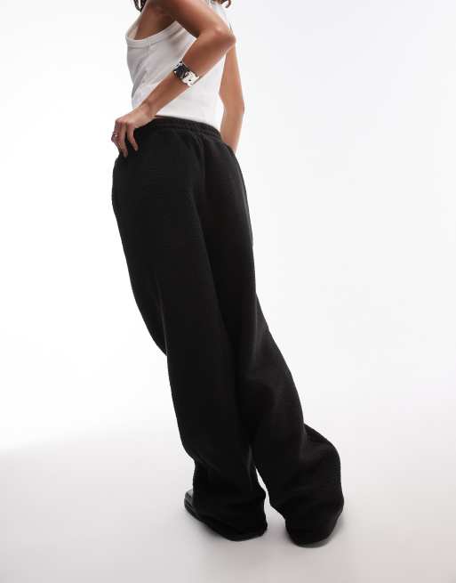 Topshop co ord borg wide leg trouser in black ASOS