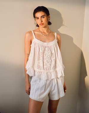 Topshop co ord broderie mini knicker short in white