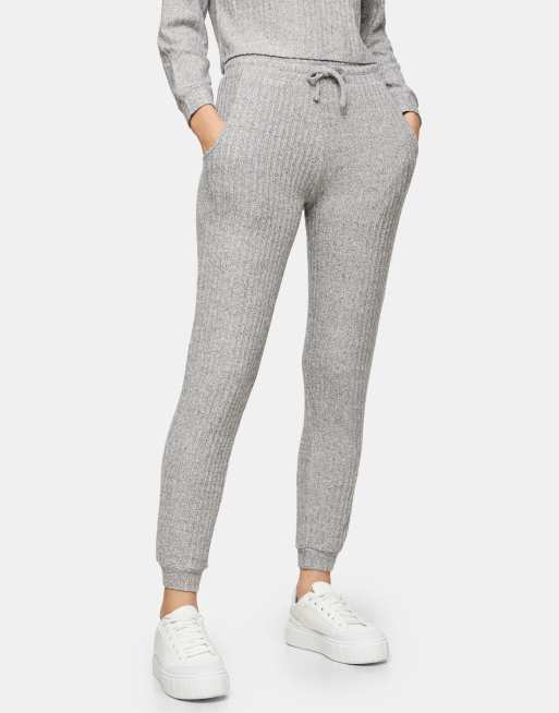 Topshop co-ord brush rib jogger in grey