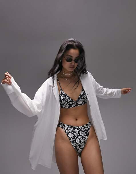 Topshop co-ord casual textured beach shirt in white - view 1