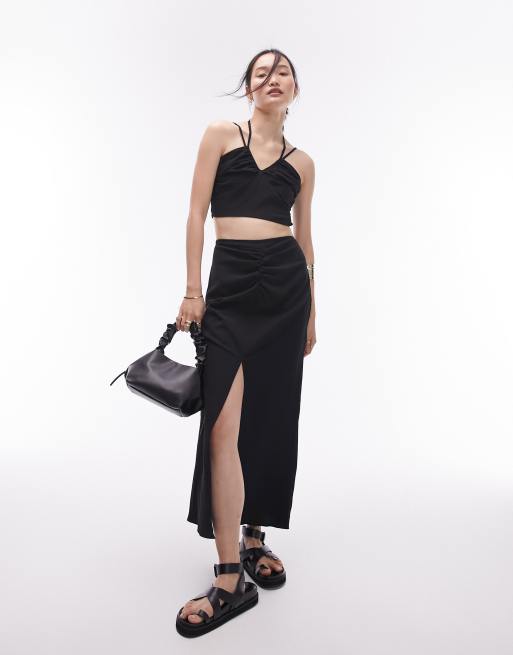 Asos satin maxi skirt outlet with centre front split