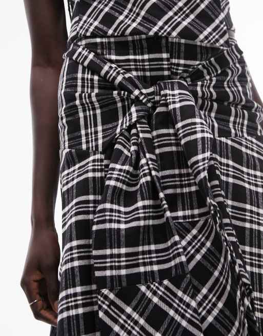 Topshop co-ord check knot maxi skirt in mono, 2 of 4