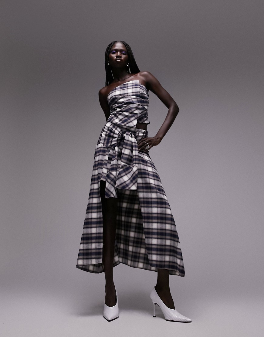 Topshop co-ord check knot maxi skirt in multi