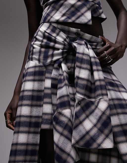 Topshop co-ord check knot maxi skirt in multi