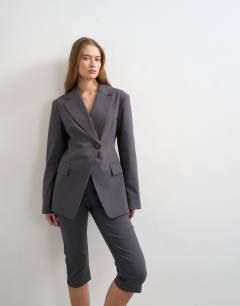 Co ord clean cinched blazer in charcoal