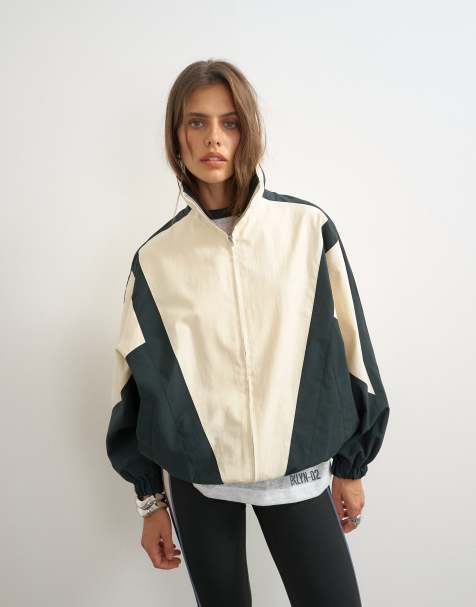 Topshop Co Ord colour block funnel neck jacket in ecru - view 1