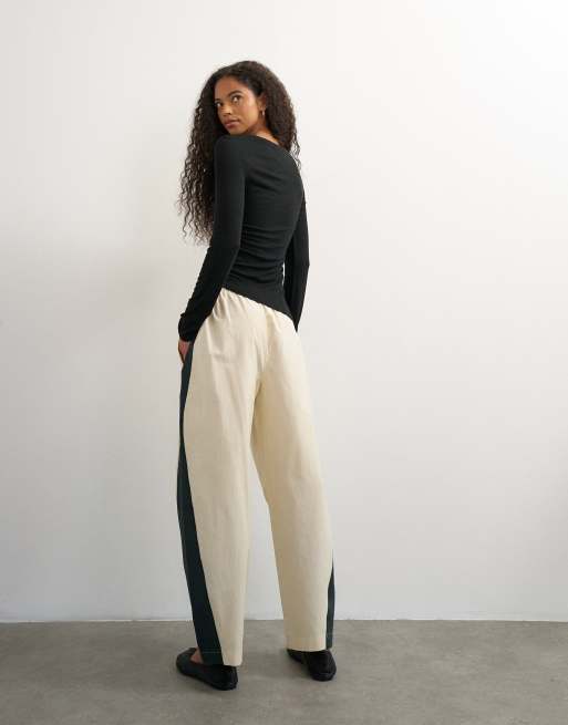 Topshop co ord colour block techy pant in stone and black, 3 of 5