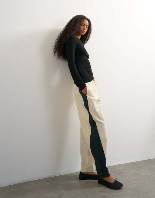 Topshop co ord colour block techy pant in stone and black, 5 of 5