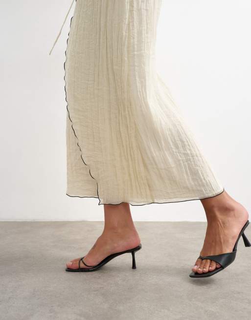Topshop co-ord crinkle wrap midi skirt with contrast stitching in ecru, 4 of 5