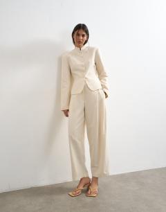 Co ord crop barrel trouser in ecru