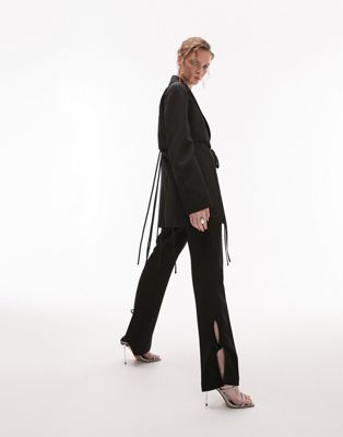 Topshop co-ord cut-out flare trouser with ties in black