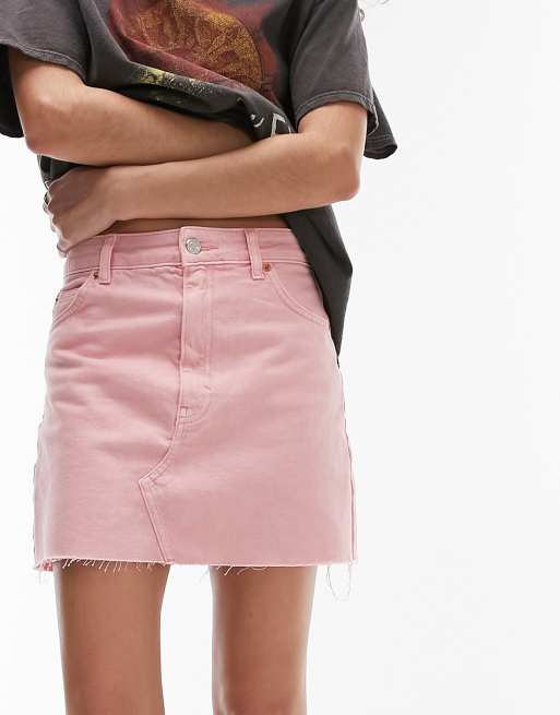 Denim mini 2025 skirt pink