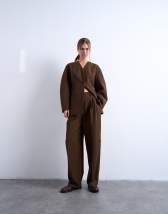 Topshop co ord double pleat suit trouser in brown 