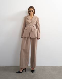 Co ord double tailored trouser in beige 