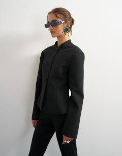 Model wearing Co ord drummer jacket in black