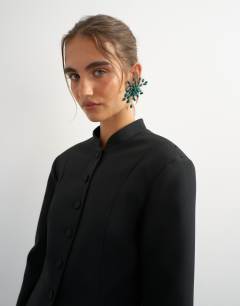 Model wearing Co ord drummer jacket in black