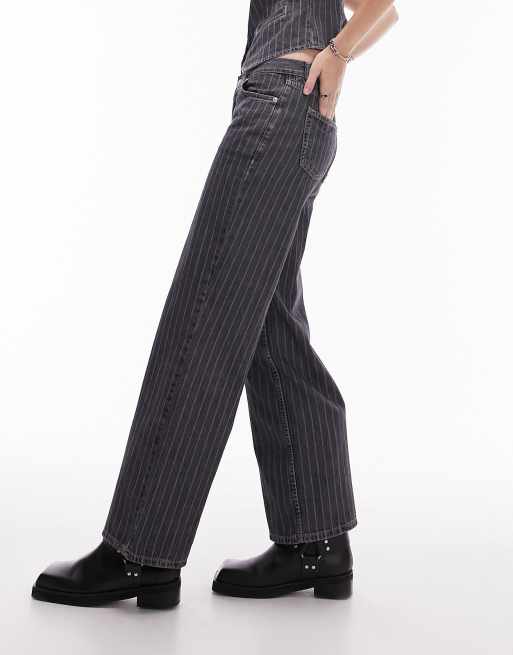 Black pinstripe jeans online