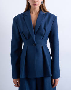 Co ord extreme cinched waist blazer in navy
