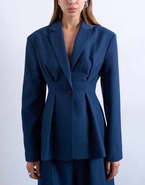 Topshop co ord extreme cinched waist blazer in navy