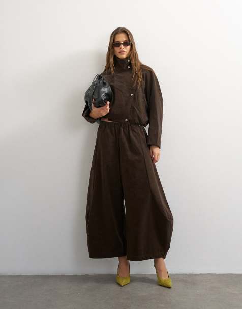 Topshop co-ord faux leather in brown - BROWN - view 1