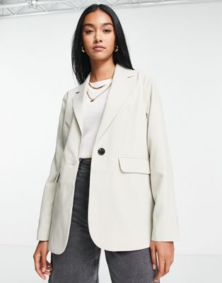 Topshop co-ord fitted blazer in pale grey - ASOS Price Checker