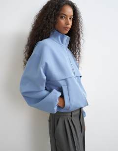Co ord funnel neck jacket in blue