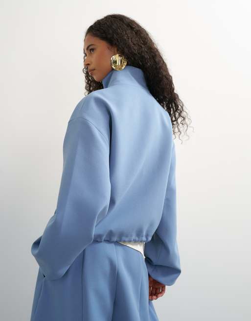 Topshop co ord funnel neck jacket in blue, 4 of 4