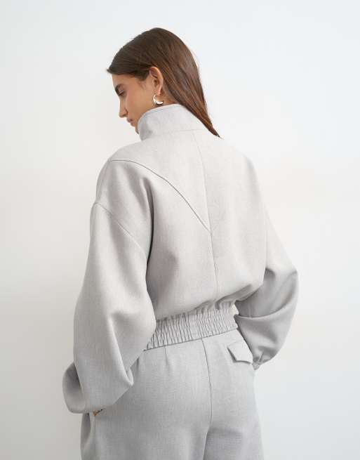 Topshop co ord funnel neck jacket in grey , 2 of 4