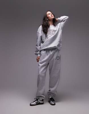 Topshop Topshop co ord graphic Austin cuffed jogger in grey