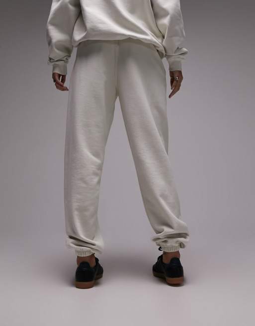 Topshop co ord graphic Prince Street NYC puff print vintage wash oversized jogger in ecru