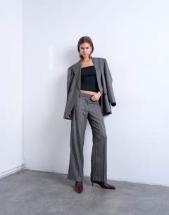 Co ord herringbone stripe slouchy trouser in grey