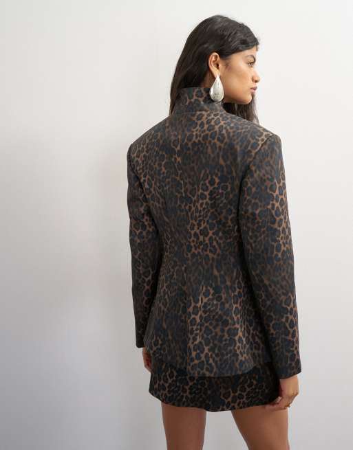 Topshop co ord high neck blazer in leopard print, 4 of 4