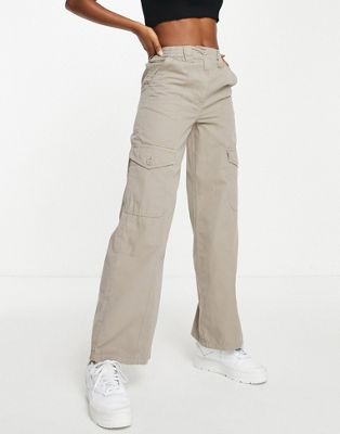 Topshop co-ord high waisted cargo trouser with utility pockets in taupe - ASOS Price Checker