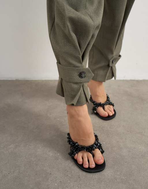Topshop Co-ord Hose mit ovalem Laschensaum in Stone, 3 von 5
