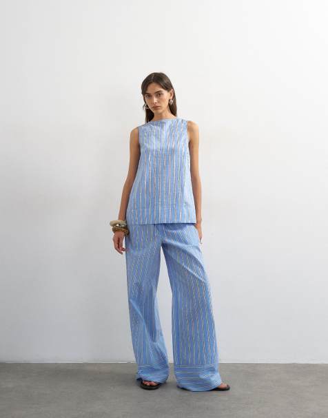 Topshop Co Ord in Blue Stripe - view 1