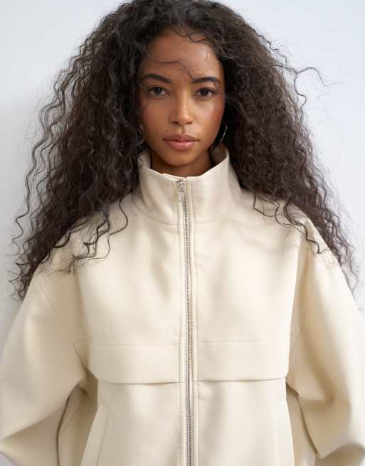 Topshop Co-ord-Jacke mit Stehkragen in Ecru, 4 von 4
